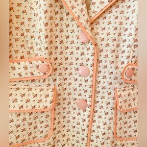 Spring Blazer Cotton Butter Cream Coral Blush Ditsy Floral Print